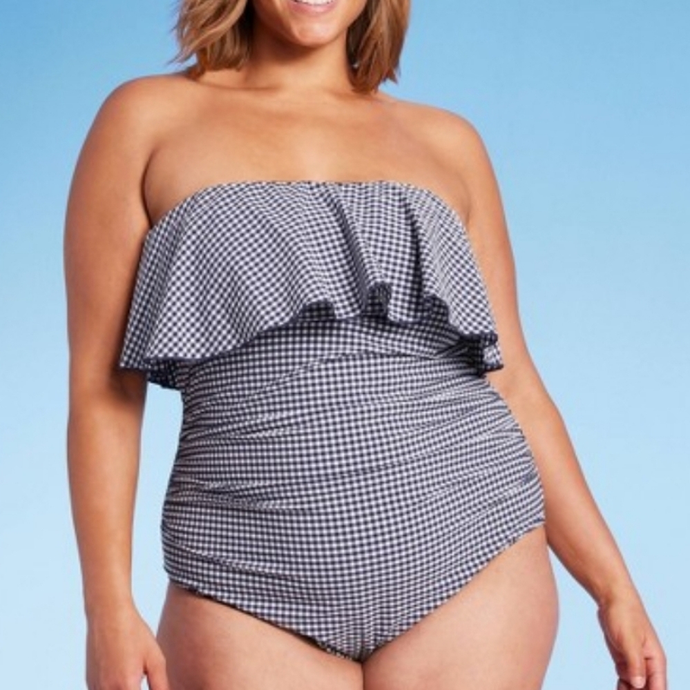 Kona Sol Seersucker Bandeau One Piece- 22W